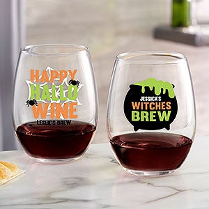 Let's Get Smashed Personalized Halloween Stemless Wine Glass