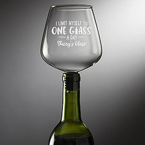 I Limit Myself To One Glass Engraved ChugMate Wine Glass Topper