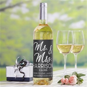 Personalized Wedding Wine Bottle Labels - Stamped Elegance