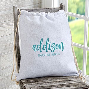 Scripty Style Personalized Sweatshirt Drawstring Bag