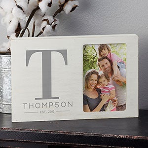 Family Initial Personalized Whitewashed Box Picture Frame