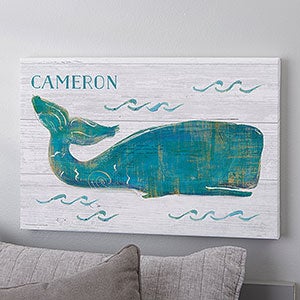 On The Waves Whale Personalized Canvas Print - 12x18