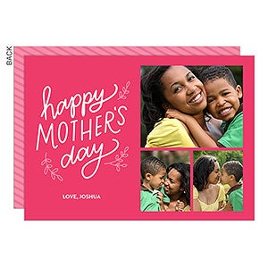 Happy Mother's Day Script Photo Card - 3 Photo