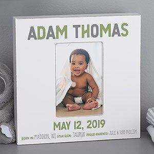 Baby Boy Birth Stats Personalized Box Picture Frame-Vertical