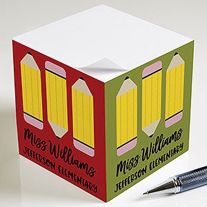 Teacher Icon Pencils Personalized Paper Note Cube