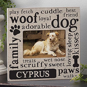 Happy Dog Personalized Box Picture Frame - Horizontal