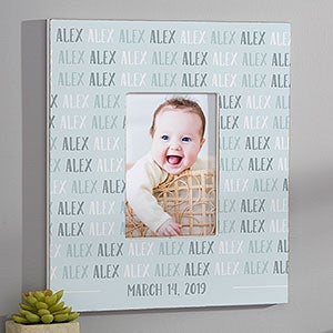 Modern Baby Boy Personalized Wall Frame - Vertical