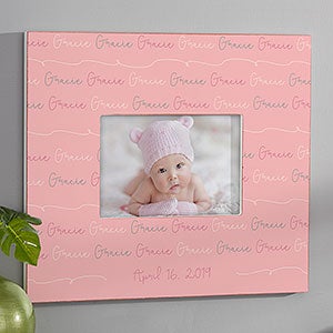 Modern Baby Girl Personalized Wall Frame - Horizontal