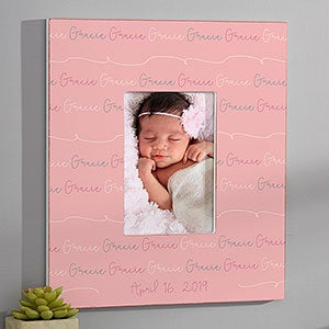 Modern Baby Girl Personalized Wall Frame - Vertical