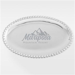 Mariposa String of Pearls Personalized Logo Oval Serving Tray  - 24276