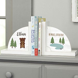 Woodland Adventure Bear Personalized Bookends