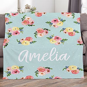 Floral Print Personalized 60x80 Fleece Blanket