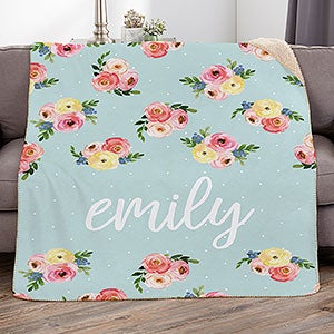 Floral Print Personalized 50x60 Sherpa Blanket