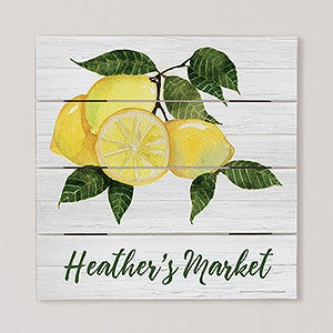 Citrus Lemon Personalized Wooden Shiplap Sign - 12x12