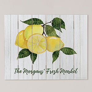 Citrus Lemon Personalized Wooden Shiplap Sign - 16x20