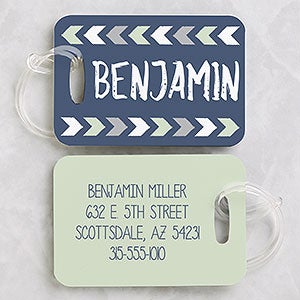 Personalized Kids Luggage Tags - Tribal Inspired For Boys