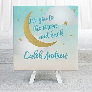 Over The Moon Personalized Mini Baby Canvas Print