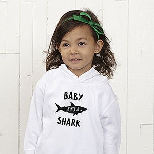 Personalized Baby Shark Toddler Hooded Sweatshirt - Toddler 2T - Grey