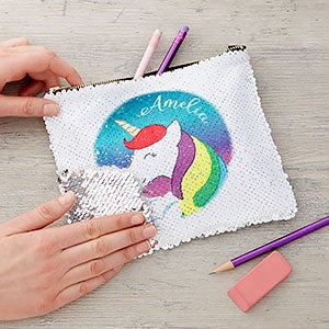 Unicorn Personalized Sequin Pencil Case