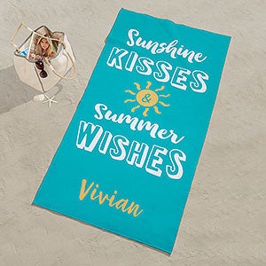 Personalized Beach Towel - Sunshine Kisses & Summer Wishes