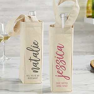 Personalized Wine Tote Bags - Scripty Style