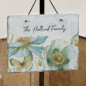 Blue Flowers Personalized Slate Plaque