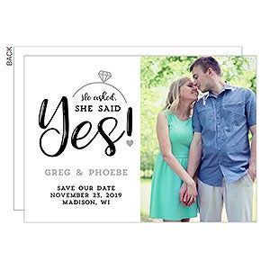 She Said Yes Save the Date Photo Cards - Set of 5