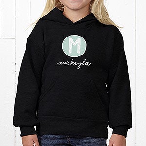 Girl's Name Personalized Kids Hooded Sweatshirt - Youth Medium (8/10) - Grey