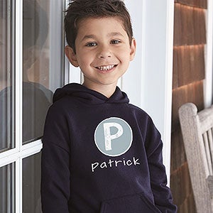 Boy's Name Personalized Kids Hooded Sweatshirt - Youth Large (12/14) - Black