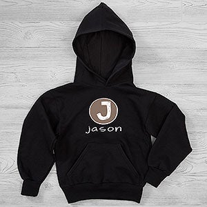 Boy's Name Personalized Kids Hooded Sweatshirt - Youth Large (12/14) - Black