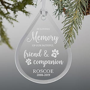 Pet Memorial Teardrop Engraved Glass Ornament