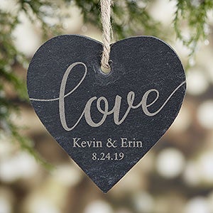 Engraved Love Slate Couples Christmas Ornament