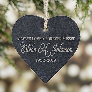 Memorial Engraved Heart Slate Ornament