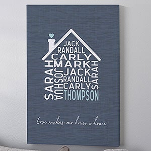 Family Home Personalized Canvas Print - 24x36