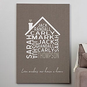 Family Home Personalized Canvas Print - 28x42