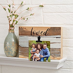 Rustic Personalized Reclaimed Wood Photo Clip Frame - Blue 8x6