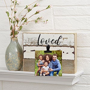 Rustic Personalized Reclaimed Wood Photo Clip Frame - White 8x6