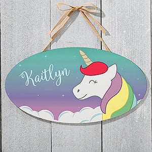 Personalized Unicorn Oval Wood Sign