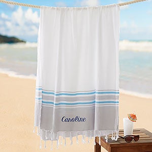 Turkish Cotton Embroidered Beach Towel - Grey