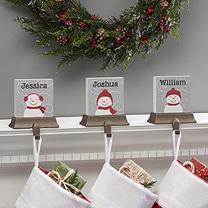 Snowman Family Character Personalized Stocking Holders