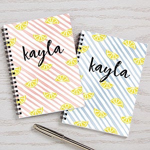 Striped Lemons Personalized Mini Notebooks - Set of 2