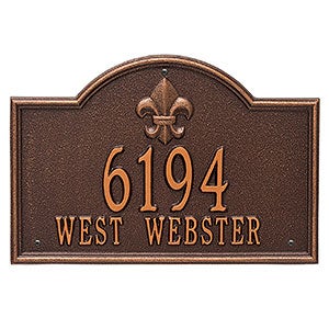 Bayou Vista Personalized Aluminum Address Plaque - Antique Copper