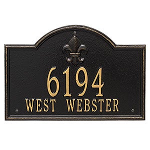 Bayou Vista Personalized Aluminum Address Plaque - Black & Gold