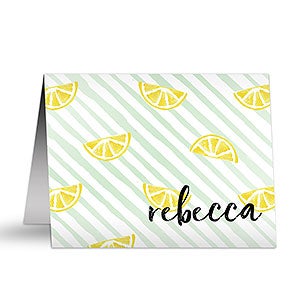 Striped Lemons Personalized Note Cards - Set of 12