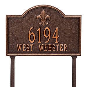 Bayou Vista Personalized Aluminum Lawn Address Sign - Antique Copper