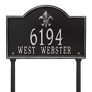 Bayou Vista Personalized Aluminum Lawn Address Sign - Black & Silver