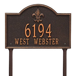 Bayou Vista Personalized Aluminum Lawn Address Sign - Oil Rubbed Bronze