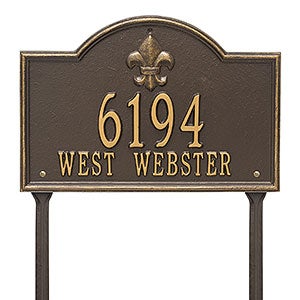 Bayou Vista Personalized Aluminum Lawn Address Sign - Bronze & Gold