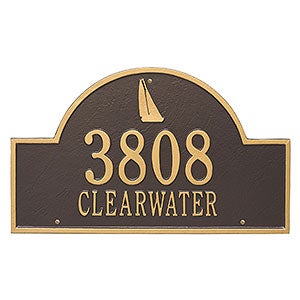 Sailboat Arch Personalized Aluminum Wall Plaque - Bronze & Gold