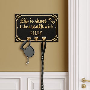 Life is Short Take a Walk Personalized Aluminum Wall Hook - Black & Gold